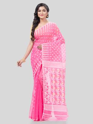 Desh Bidesh Queen Of Diamond Resham Dhakai Jamdani Bengal Pure Cotton Handloom Saree Without Blouse 1