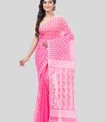 Desh Bidesh Queen Of Diamond Resham Dhakai Jamdani Bengal Pure Cotton Handloom Saree Without Blouse