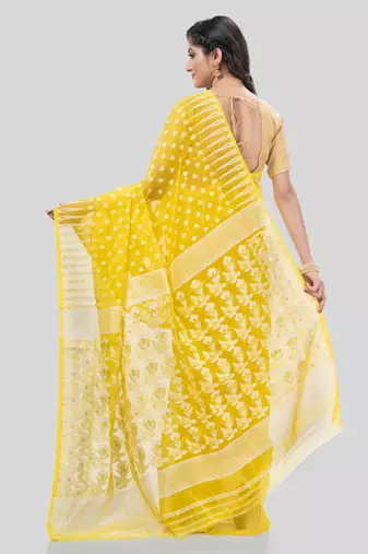 Desh bidesh resham diamond queen design dhakai jamdani bengal pure cotton handloom saree without blouse