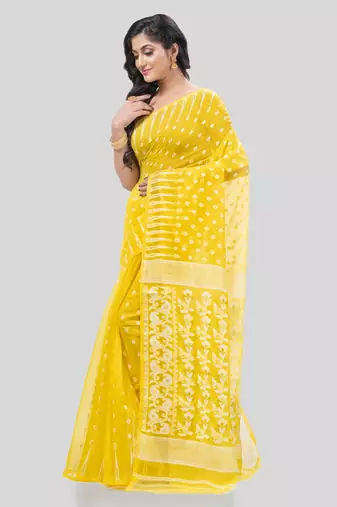 Desh bidesh resham diamond queen design dhakai jamdani bengal pure cotton handloom saree without blouse