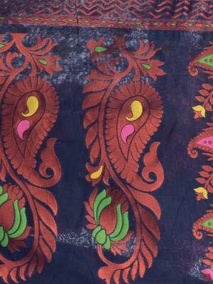 Desh Bidesh Mayur Pekham Zari Work Resham Dhakai Jamdani Pure Cotton Handloom Saree Without Blouse 5