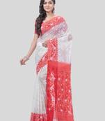 Desh Bidesh Digital Minakarat Resham Dhakai Jamdani Bengal Pure Cotton Handloom Saree Without Blouse