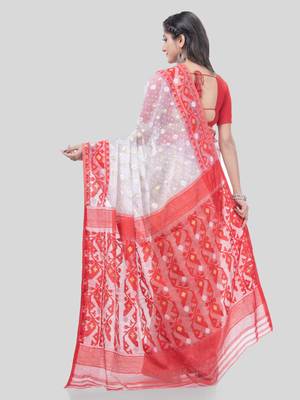 Desh Bidesh Digital Minakarat Resham Dhakai Jamdani Bengal Pure Cotton Handloom Saree Without Blouse 2