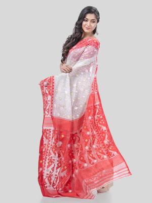 Desh Bidesh Digital Minakarat Resham Dhakai Jamdani Bengal Pure Cotton Handloom Saree Without Blouse 4