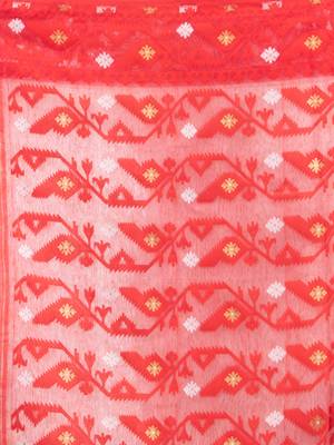 Desh Bidesh Digital Minakarat Resham Dhakai Jamdani Bengal Pure Cotton Handloom Saree Without Blouse 5