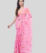 Desh Bidesh Muslin Resham Dhakai Jamdani Bengal Pure Cotton Handloom Saree Without Blouse