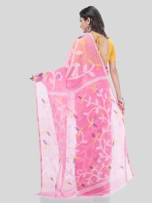 Desh Bidesh Muslin Resham Dhakai Jamdani Bengal Pure Cotton Handloom Saree Without Blouse 2