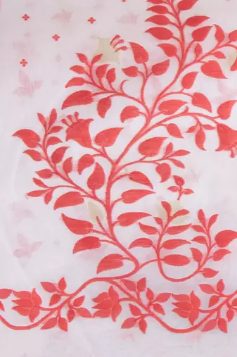 Desh Bidesh Kaveri Flower Design Dhakai Jamdani Bengal Pure Cotton Handloom Saree Without Blouse