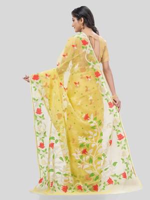 Desh Bidesh Kaveri Flower Design Dhakai Jamdani Bengal Pure Cotton Handloom Saree Without Blouse 2