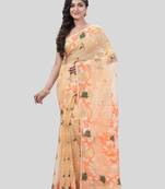 Desh Bidesh Kaveri Flower Design Dhakai Jamdani Bengal Pure Cotton Handloom Saree Without Blouse