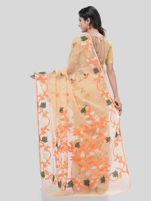 Desh Bidesh Kaveri Flower Design Dhakai Jamdani Bengal Pure Cotton Handloom Saree Without Blouse 2