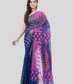 Desh Bidesh Lojjaboti Leaf Resham Dhakai Jamdani Pure Cotton Handloom Saree Design Without Blouse