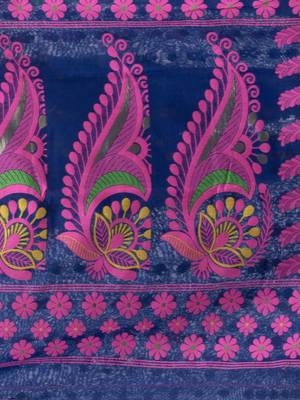 Desh Bidesh Lojjaboti Leaf Resham Dhakai Jamdani Pure Cotton Handloom Saree Design Without Blouse 5