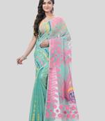 Desh Bidesh Lojjaboti Leaf Resham Dhakai Jamdani Pure Cotton Handloom Saree Design Without Blouse