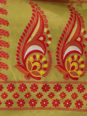 Desh Bidesh Lojjaboti Leaf Resham Dhakai Jamdani Pure Cotton Handloom Saree Design Without Blouse 5
