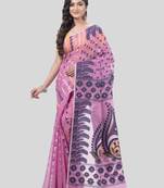 Desh Bidesh Lojjaboti Leaf Resham Dhakai Jamdani Pure Cotton Handloom Saree Design Without Blouse