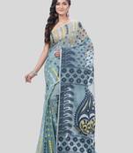 Desh Bidesh Resham Dhakai Jamdani Pure Cotton Handloom Saree Lojjaboti Design Without Blouse