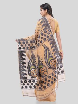 Desh Bidesh Resham Dhakai Jamdani Pure Cotton Handloom Saree Lojjaboti Design Without Blouse 2