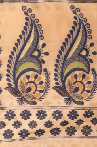 Desh Bidesh Resham Dhakai Jamdani Pure Cotton Handloom Saree Lojjaboti Design Without Blouse