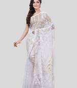 Desh bidesh resham dhakai jamdani pure cotton handloom saree lojjaboti design without blouse