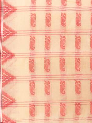 Desh Bidesh Tant Pure Handloom Cotton Saree Woven Nabadurga Design Without Blouse 5