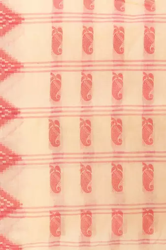 Desh Bidesh Tant Pure Handloom Cotton Saree Woven Nabadurga Design Without Blouse