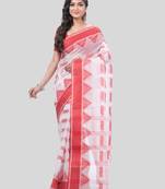 Desh Bidesh Tant Pure Handloom Cotton Saree Woven Nabadurga Design Without Blouse