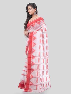 Desh Bidesh Tant Pure Handloom Cotton Saree Woven Nabadurga Design Without Blouse 2