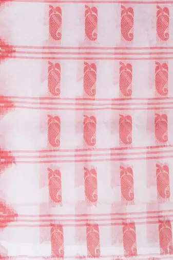 Desh Bidesh Tant Pure Handloom Cotton Saree Woven Nabadurga Design Without Blouse