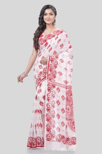 Desh bidesh pure cotton saree nabapatrika design handloom saree with blouse