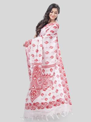 Desh bidesh pure cotton saree nabapatrika design handloom saree with blouse 3