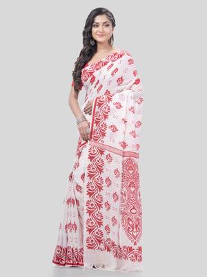Desh bidesh pure cotton saree nabapatrika design handloom saree with blouse 4