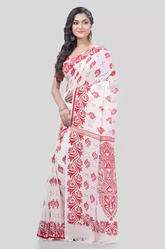 Desh bidesh pure cotton saree nabapatrika design handloom saree with blouse