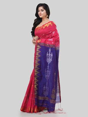 Desh bidesh tant cotton silk handloom cotton blend saree jharbati work with blouse 3