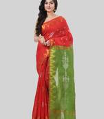 Desh bidesh tant cotton silk handloom cotton blend saree jharbati work with blouse