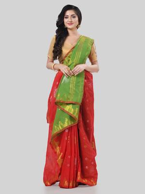 Desh bidesh tant cotton silk handloom cotton blend saree jharbati work with blouse 4