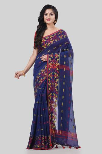 Desh bidesh tant cotton silk handloom cotton blend saree navratri design with blouse