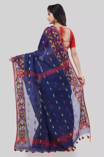 Desh bidesh tant cotton silk handloom cotton blend saree navratri design with blouse