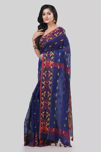 Desh bidesh tant cotton silk handloom cotton blend saree navratri design with blouse
