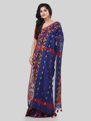Desh bidesh tant cotton silk handloom cotton blend saree navratri design with blouse 4