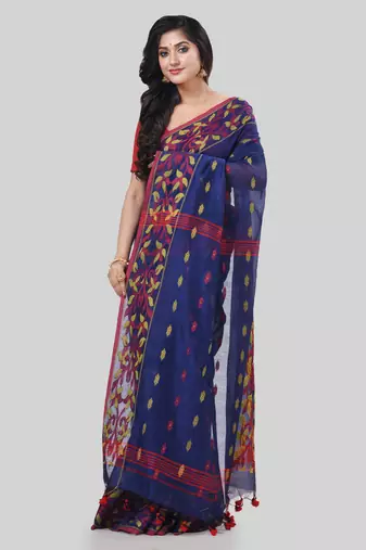 Desh bidesh tant cotton silk handloom cotton blend saree navratri design with blouse