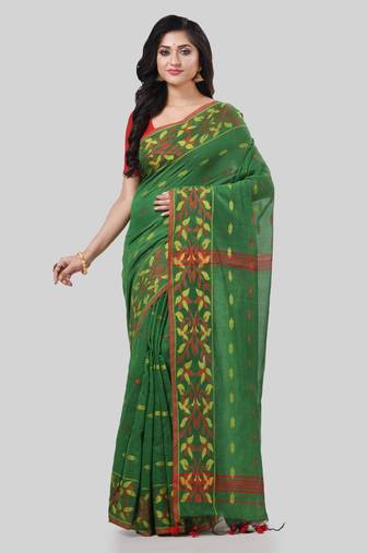 Desh bidesh tant cotton silk handloom cotton blend saree navratri design with blouse