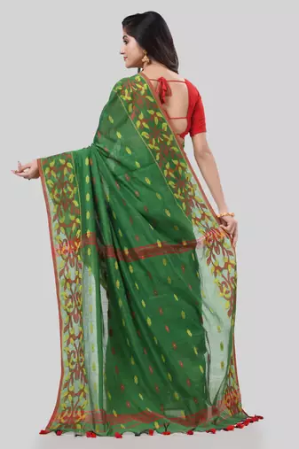 Desh bidesh tant cotton silk handloom cotton blend saree navratri design with blouse