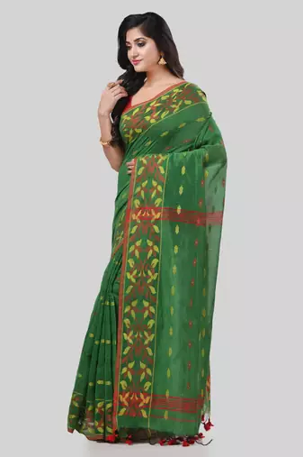 Desh bidesh tant cotton silk handloom cotton blend saree navratri design with blouse