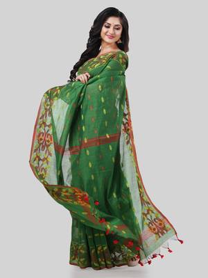 Desh bidesh tant cotton silk handloom cotton blend saree navratri design with blouse 4
