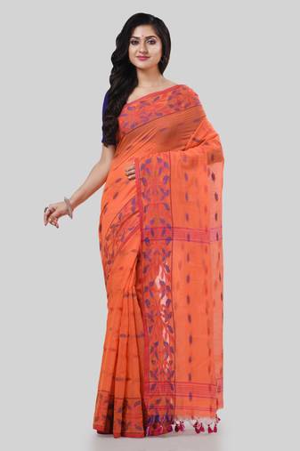 Desh bidesh tant cotton silk handloom cotton blend saree navratri design with blouse