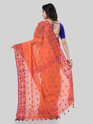 Desh bidesh tant cotton silk handloom cotton blend saree navratri design with blouse 2