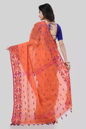 Desh bidesh tant cotton silk handloom cotton blend saree navratri design with blouse