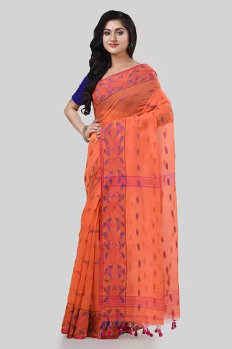 Desh bidesh tant cotton silk handloom cotton blend saree navratri design with blouse