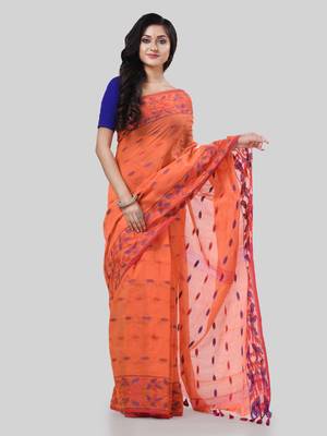 Desh bidesh tant cotton silk handloom cotton blend saree navratri design with blouse 4